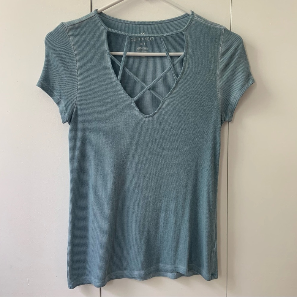 american eagle ribbed tee
